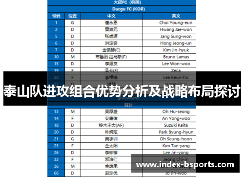 泰山队进攻组合优势分析及战略布局探讨