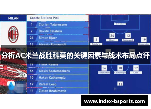 分析AC米兰战胜科莫的关键因素与战术布局点评